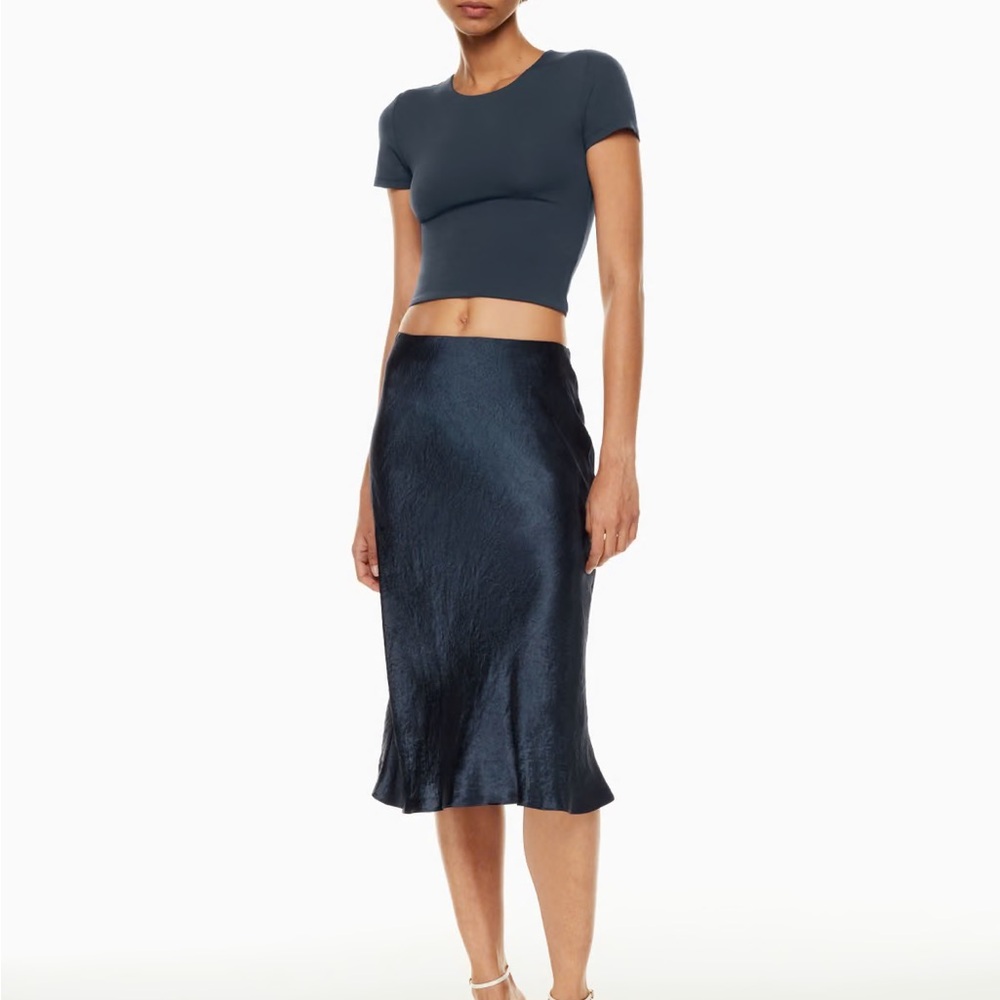 ARITZIA BATON SILK NAVY SLIP SKIRT new with tags